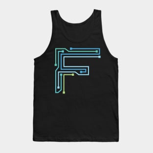 Alphabet F Circuit Typography Design Tank Top